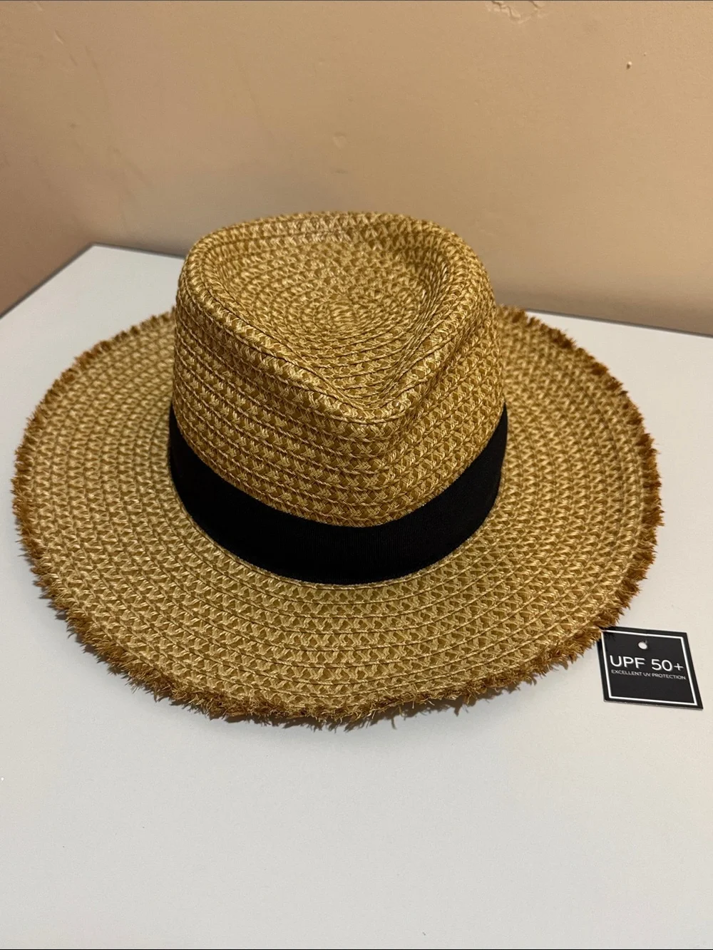 NEW✨NEW✨ Eric Javits Squishee Straw Fedora black ribbon/ subtle “EJ” Logo